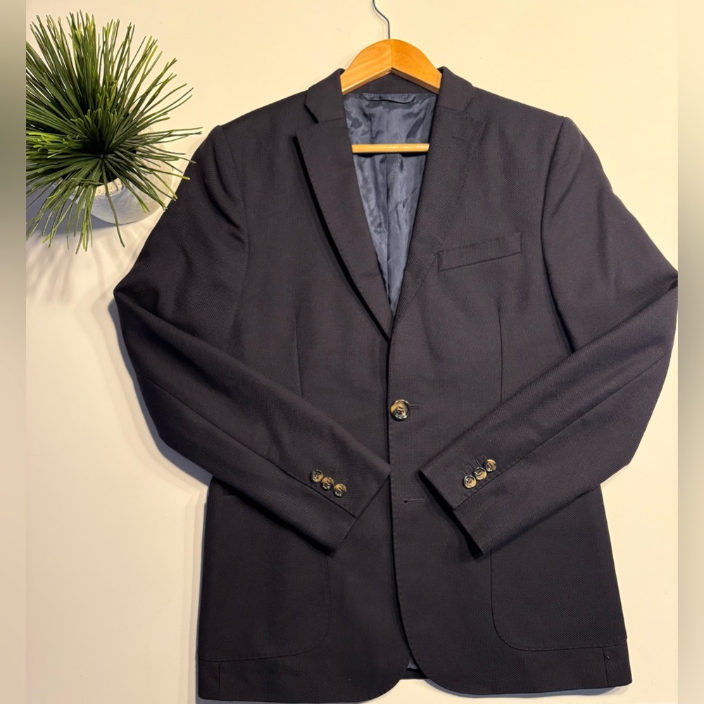 J. Lindeberg navy woven single-breasted blazer - 40 R